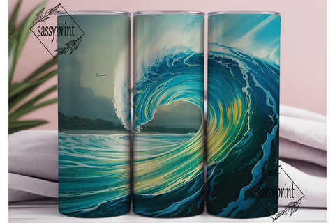 Ocean Waves Tumbler Wrap Sublimation sassyprint 