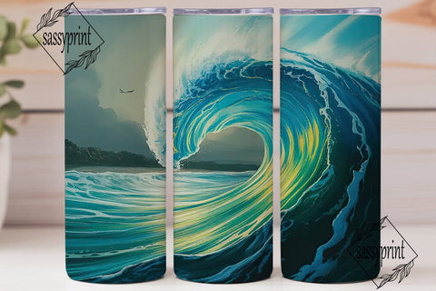 Ocean Waves Tumbler Wrap Sublimation sassyprint 