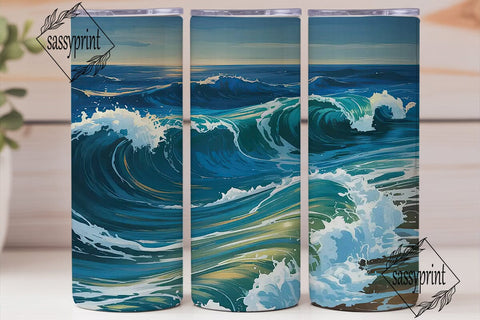 Ocean Waves Tumbler Wrap Sublimation sassyprint 