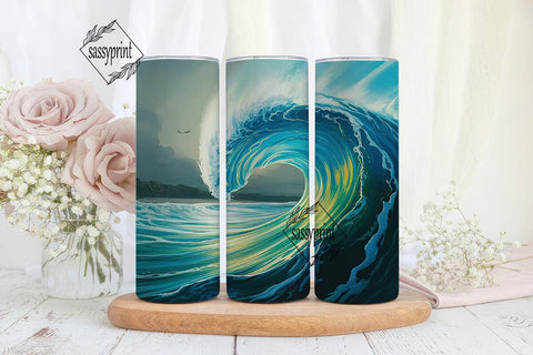Ocean Waves Tumbler Wrap Sublimation sassyprint 