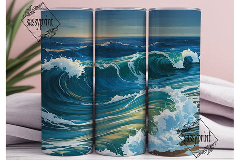 Ocean Waves Tumbler Wrap Sublimation sassyprint 