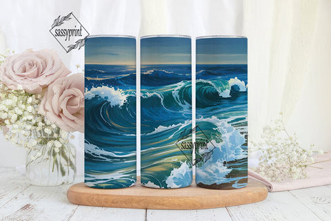 Ocean Waves Tumbler Wrap Sublimation sassyprint 