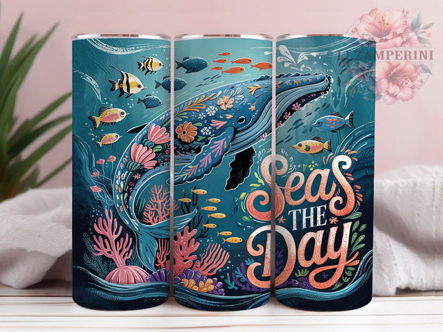 Ocean Whale Nautical Marine Tumbler, Whale Tumbler Design, Seas The Day Wrap, 20oz Sublimation Wrap, Nautical Tumbler Design, Marine Life Tumbler, Beach Vibes Tumbler Wrap Sublimation Li Zamperini 