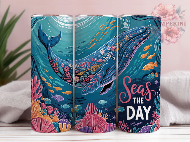 Ocean Whale Nautical Marine Tumbler, Whale Tumbler Design, Seas The Day Wrap, 20oz Sublimation Wrap, Nautical Tumbler Design, Marine Life Tumbler, Beach Vibes Tumbler Wrap Sublimation Li Zamperini 