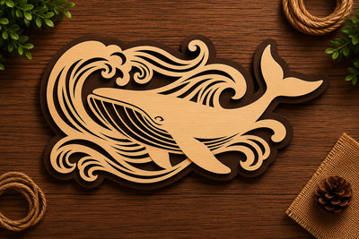 Ocean Whale Wave Laser Cut Svg File Design SVG Regulrcrative 