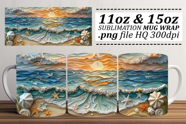 Ocean Whisper Mug Sublimation Design Sublimation afrosvg 