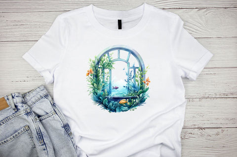 Ocean Window Watercolor Clipart Bundle Sublimation Designangry 