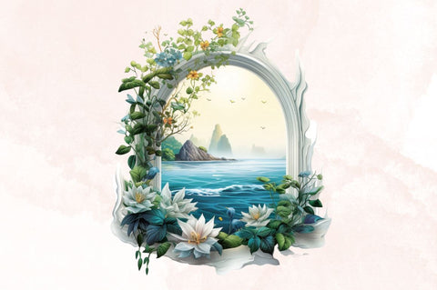 Ocean Window Watercolor Clipart Bundle Sublimation Designangry 