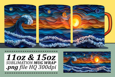 Ocean Wonders Mug Wrap Sublimation 11oz 15oz Sublimation afrosvg 