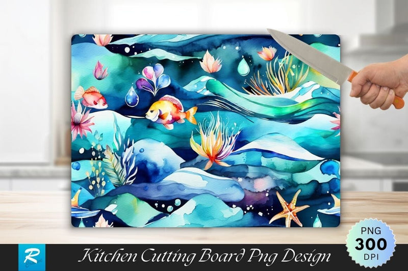 Oceanic Background Wallpaper Cutting Board PNG Design Sublimation Regulrcrative 