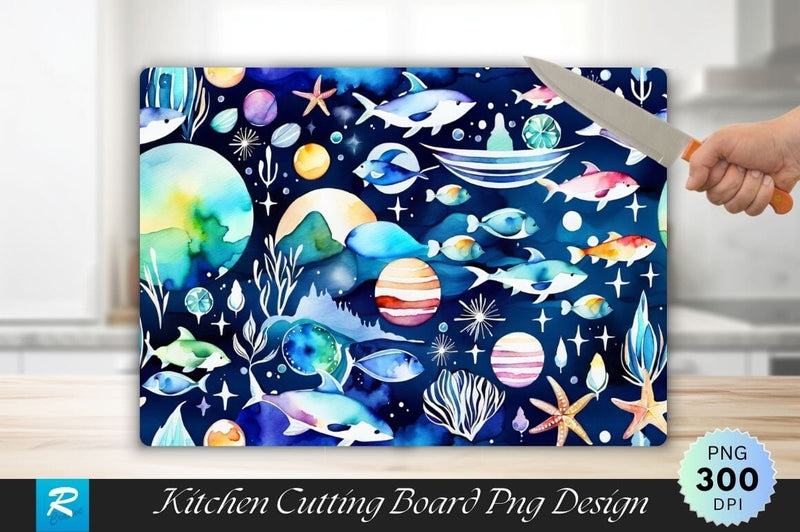 Oceanic Background Wallpaper Cutting Board PNG Design Sublimation Regulrcrative 