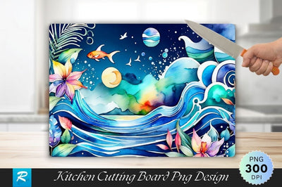 Oceanic Background Wallpaper Cutting Board PNG Design Sublimation Regulrcrative 
