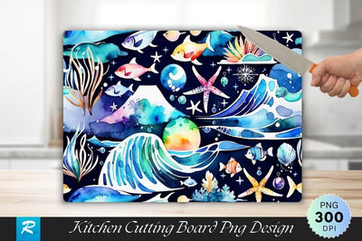 Oceanic Background Wallpaper Cutting Board PNG Design Sublimation Regulrcrative 