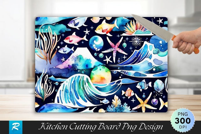 Oceanic Background Wallpaper Cutting Board PNG Design Sublimation Regulrcrative 