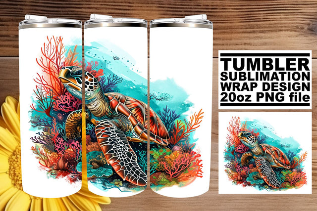 Oceanic Bliss Tumbler Wrap, Sublimation Design, 20oz, Vibrant Sea Creatures, Coastal Watercolor Sublimation afrosvg 
