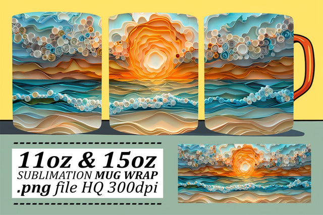 Oceanic Delight Mug Wrap Sublimation 11oz 15oz Sublimation afrosvg 