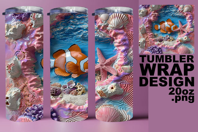 Oceanic Escape 3D Tumbler Wrap - Sublimation Sublimation afrosvg 