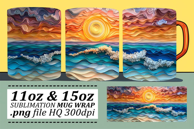 Oceanic Mirage Mug Wrap Sublimation 11oz 15oz Sublimation afrosvg 