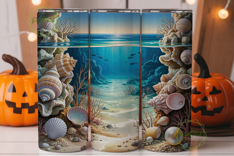 Oceanic Seashells 20oz Tumbler Wrap Sublimation PixelChick 