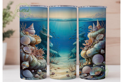 Oceanic Seashells 20oz Tumbler Wrap Sublimation PixelChick 