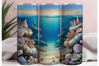 Oceanic Seashells 20oz Tumbler Wrap Sublimation PixelChick 