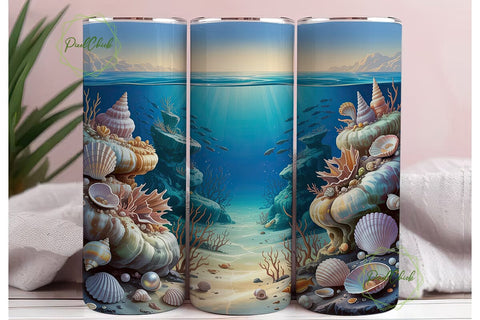Oceanic Seashells 20oz Tumbler Wrap Sublimation PixelChick 