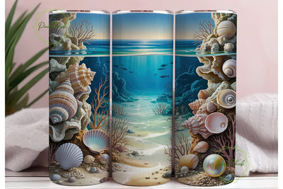 Oceanic Seashells 20oz Tumbler Wrap Sublimation PixelChick 