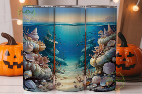 Oceanic Seashells 20oz Tumbler Wrap Sublimation PixelChick 