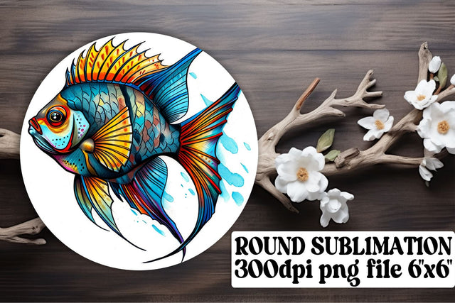 Oceanic Watercolor Fish Ornaments Set - Sublimation Keychain Coasters Sublimation afrosvg 