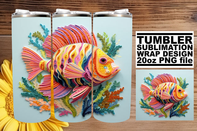 Oceanic Wonder 3D Embroidered Fish Tumbler Sublimation afrosvg 
