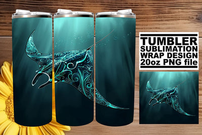 Oceanic Wonder Tumbler Design, Summer Sublimation Wrap, 20oz, Coastal Fish Art, Watercolor Sea Creatures Sublimation afrosvg 