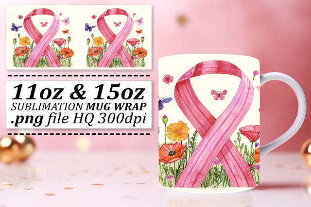 October Awareness Mug – Pink Ribbon Sublimation 11oz & 15oz Sublimation afrosvg 