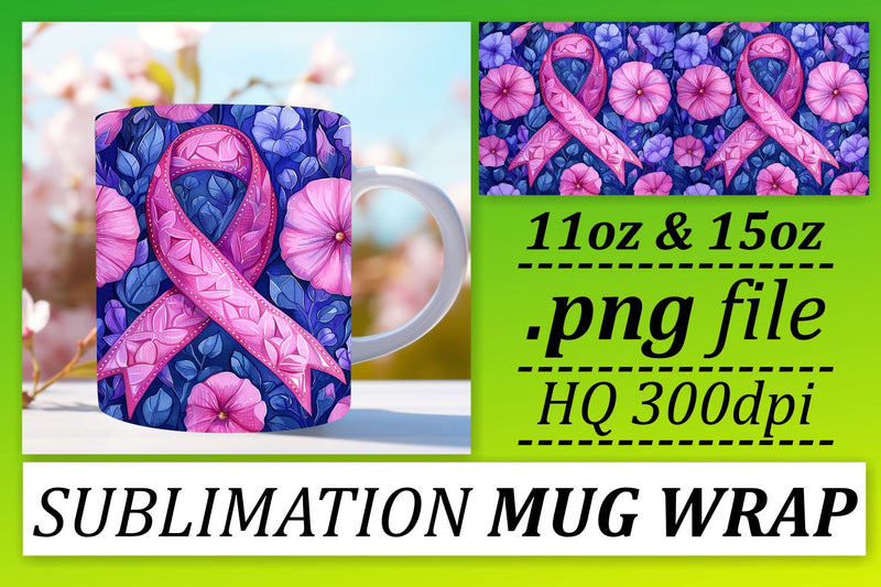 October Awareness Mug – Pink Ribbon Sublimation Design 11oz & 15oz Sublimation afrosvg 