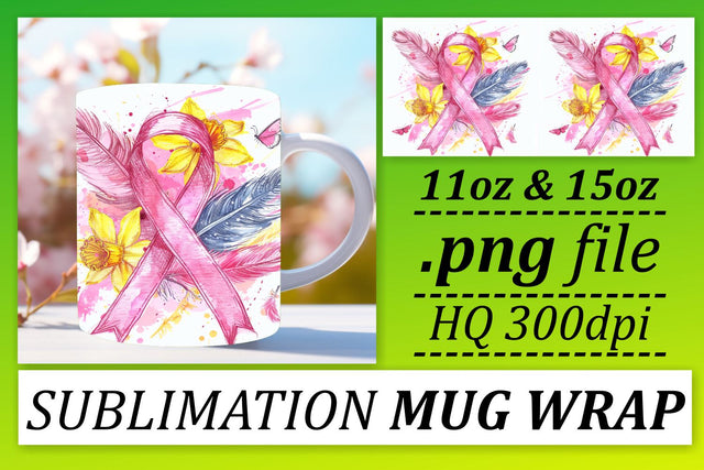 October Breast Cancer Mug Wrap – Sublimation for 11oz & 15oz Sublimation afrosvg 