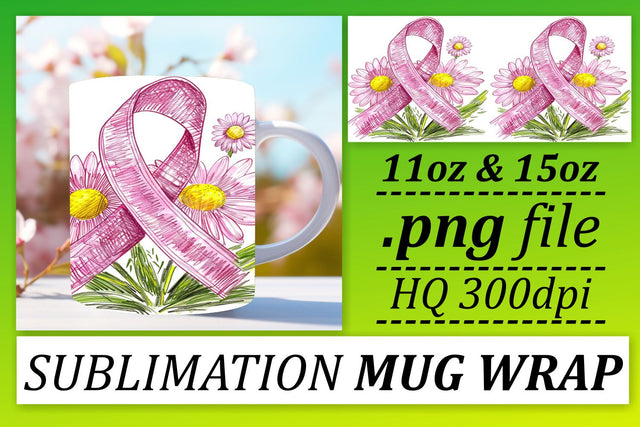October Breast Cancer Mug Wrap – Sublimation for 11oz & 15oz Sublimation afrosvg 