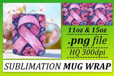 October Breast Cancer Mug Wrap – Sublimation for 11oz & 15oz Sublimation afrosvg 