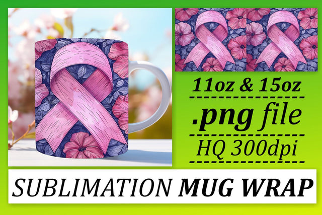 October Breast Cancer Mug Wrap – Sublimation for 11oz & 15oz Sublimation afrosvg 