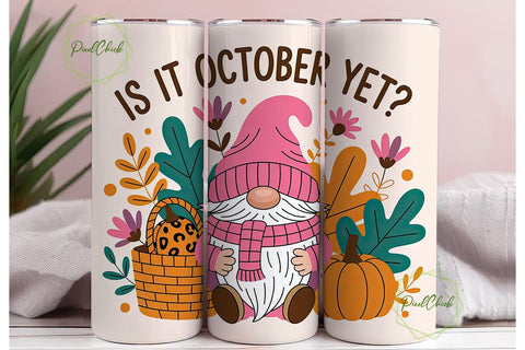 October Gnome 20oz Tumbler Wrap Sublimation PixelChick 