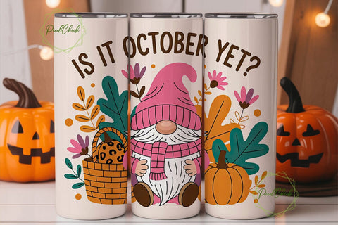 October Gnome 20oz Tumbler Wrap Sublimation PixelChick 