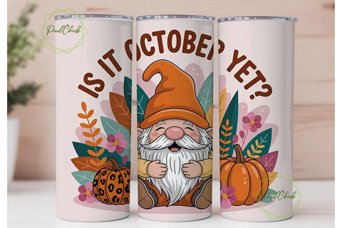 October Gnome 20oz Tumbler Wrap Sublimation PixelChick 