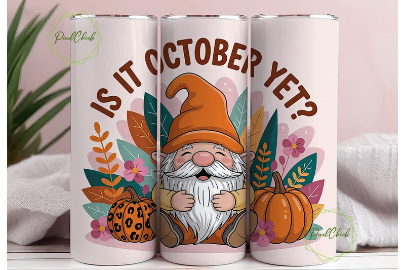 October Gnome 20oz Tumbler Wrap Sublimation PixelChick 