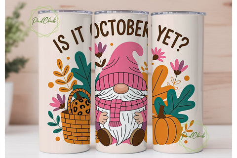 October Gnome 20oz Tumbler Wrap Sublimation PixelChick 