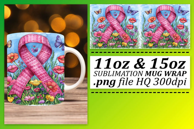 October Pink Ribbon Sublimation – 11oz & 15oz Mug Design Sublimation afrosvg 