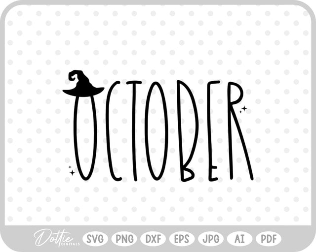 October Word Text Halloween Spooky SVG DottieDigitals 