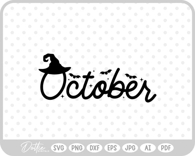 October Word Text Halloween Spooky SVG DottieDigitals 