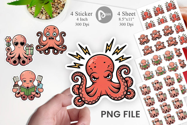 Octopus Mood Sticker Sublimation artnoy 