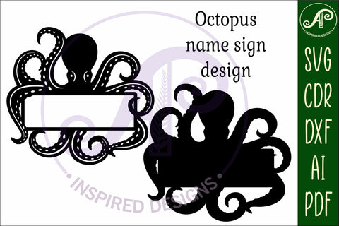 Octopus name sign svg laser cut file SVG APInspireddesigns 