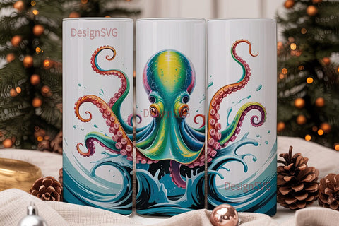 Octopus Rising 20oz Tumbler Wrap Sublimation DesignSVG 