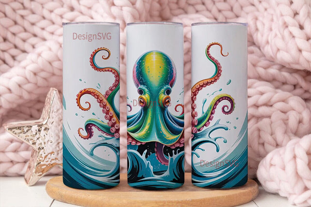 Octopus Rising 20oz Tumbler Wrap Sublimation DesignSVG 