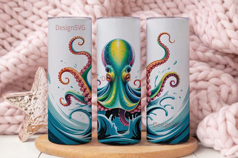 Octopus Rising 20oz Tumbler Wrap Sublimation DesignSVG 